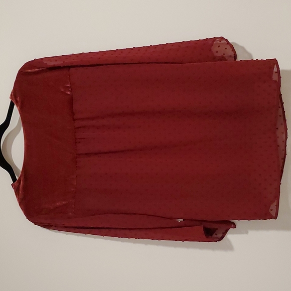 Style & Co. Maroon burgundy eyelet 3/4 sleeve eyelet lined 1X Flowy Boho - Picture 8 of 9